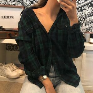 Blue and green relaxed flannel
